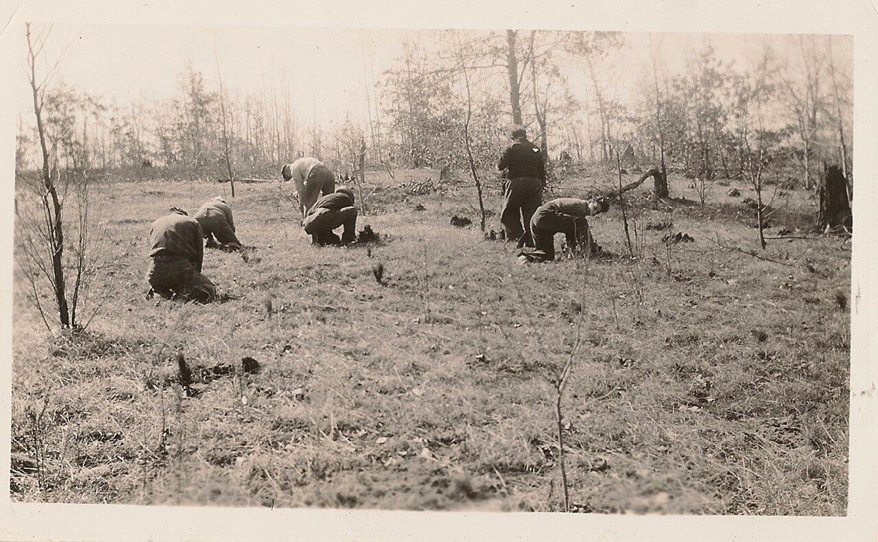 Planting trees on the Weting Property in the 1930s.